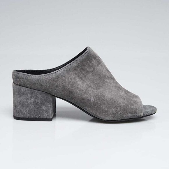 3.1 Phillip Lim Grey Suede 55mm Open Toe Mule Cube Heel Size 5.5/36 - Picture 3 of 5